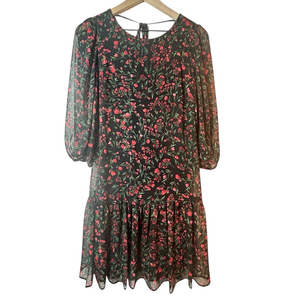 Calvin Klein Women's Sheath 3/4 Sleeve Floral Pleated Dress Size: 8 - Picture 3 of 15